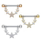 ZIRKONIA-Sterne Bogen Brustwarzenpiercing Brustpiercing Intimpiercing Edelstahl Silber Roségold Gold Clear Stab 1,6mm 14mm