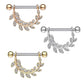Brustwarzenpiercing ZIRKONIA-BESETZTE BLÄTTER Brustpiercing Nippelpiercing Edelstahl Clear Gold Silber ROSÈGOLD 1,6mm 14mm