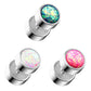 Fake Ohrplug Glitzer-Opal Optik Ohrpiercing Ohrschmuck Chirurgenstahl Schraubverschluss Grün Pink Weiß Kugel 8mm