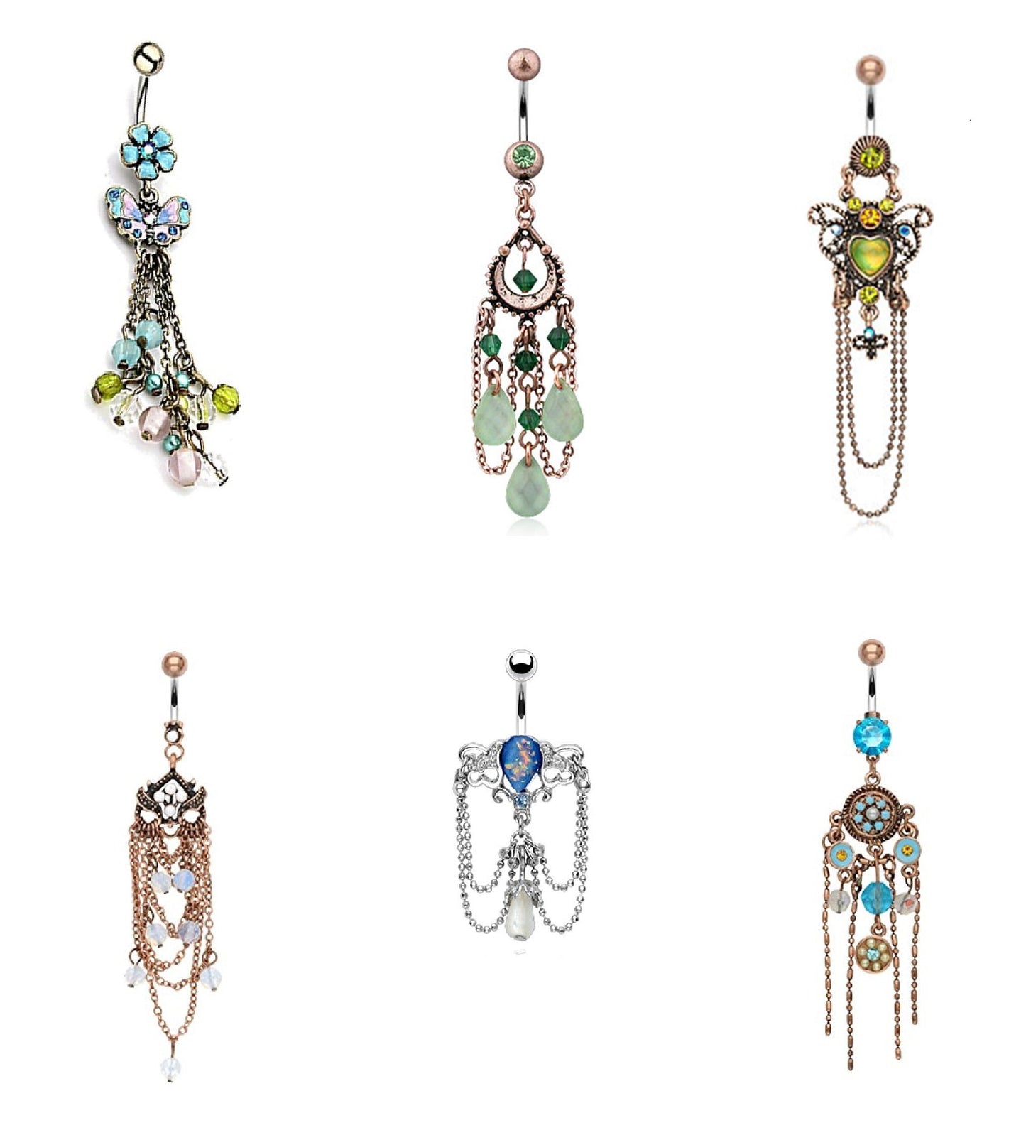 Bauchnabelpiercing Vintage-ANHÄNGER 1,6mm 10mm Nabelpiercing Edelstahl Chirurgenstahl Bananabell Zirkonia Opal Perlen