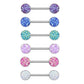 Brustwarzenpiercing Glitzer Steine Brustpiercing Nippelpiercing Chirurgenstahl Silber Multicolor Stab 1,6/14mm Stein 9mm
