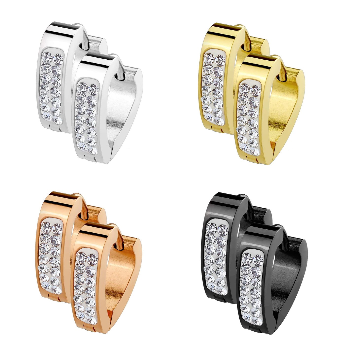 Damen 1 Paar Kristall Triangel Creolen Ohrringe Schmuck Ohrstecker Chirurgenstahl Multicolor