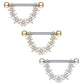 ZIRKONIA-Blumen Bogen Brustwarzenpiercing Brustpiercing Intimpiercing Edelstahl Silber Gold Roségold Clear Stab 1,6mm 14mm